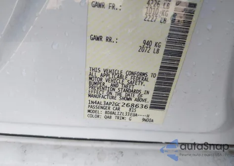 2016 Nissan Altima 2.5 Sv из США, поврежденный, VIN 1N4AL3AP2GC268636